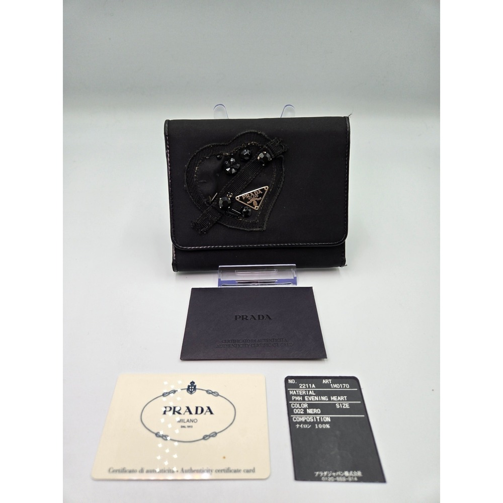 PRADA Evening Heart Mini Bag Black Nylon AUTHENTIC - Picture 3 of 16
